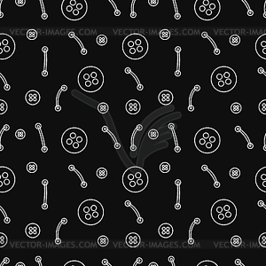 Seamless pattern of sketches of buttons and thread - royalty-free vector clipart