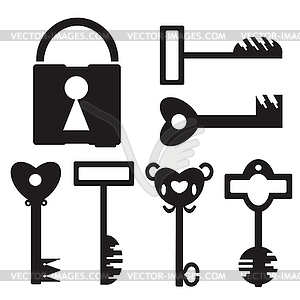 Key Set And Lock - vector clip art