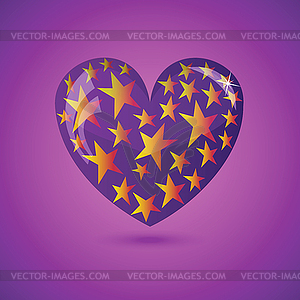 Glass Heart With Stars - vector clipart