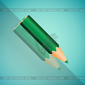 - Зеленый Угловой карандаш с зеркалом Тени - стоковое векторное изображение