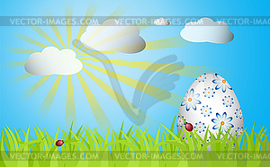 Easter grass ang egg - vector clipart