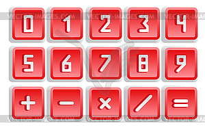 Red Numeric Button Set - vector clipart