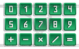 Green Numeric Button Set - vector image