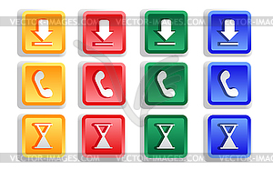 Colored Sign Button Set - vector clip art