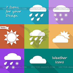 Colored icons design of weather forecast - vector clipart