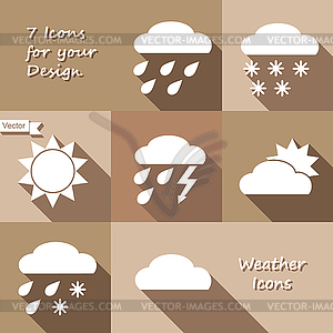 Monochrome icons design of weather forecast - vector image