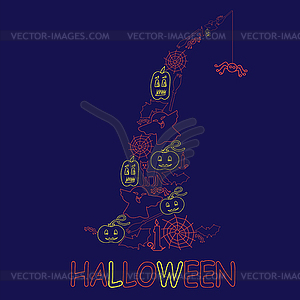 Halloween design of stroke elements - vector image