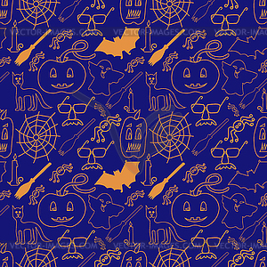 Dark halloween seamless pattern - vector clip art