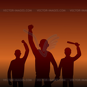 Combative protesters - vector clip art