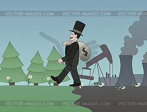 Money versus nature - vector EPS clipart
