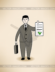 Businessman with signed contract - vector clipart