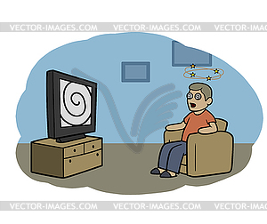 TV zombie - royalty-free vector clipart