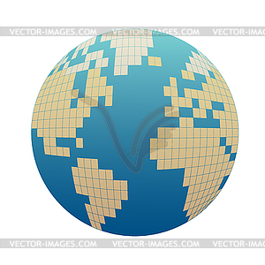 Pixelized globe - vector clipart