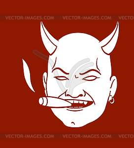 Smoking devil head - vector clipart