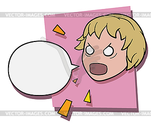 Angry shouting girl - vector clip art