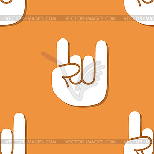 Seamless rock gesture pattern - vector clipart