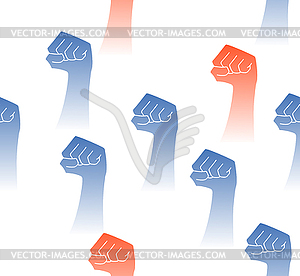 Seamless pattern with raised fists - vector clip art