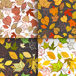 Falling leaves seamless pattern set - vector image