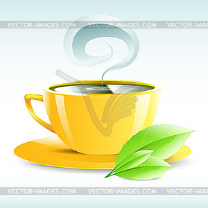 Желтый чашку горячего чая пар зерна - клипарт в векторном виде