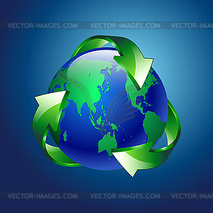 Clean green blue planet recycle - vector image