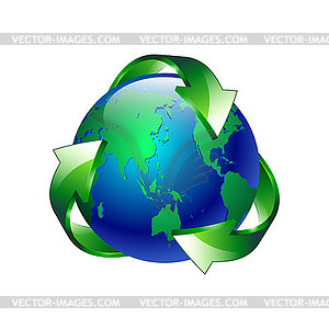 Of clean green blue planet recycl - vector clipart