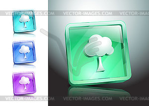 Tree glass icons set color nature - vector clipart