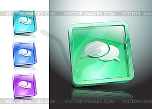 Glass icons set green messaging talk - vector clipart