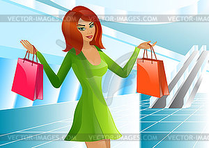 Girl supermarket package - vector image