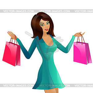 Girl supermarket package - vector clipart