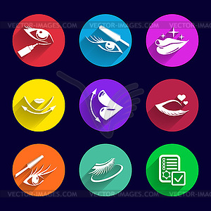 Cosmetics Icons set lipstick brush female mascara - vector clipart