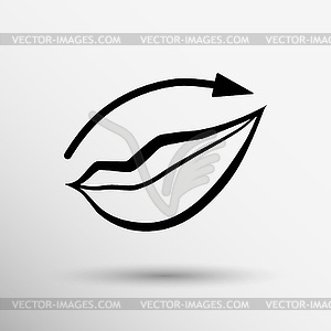 Applying lipstick using lip concealer brush icon - vector image