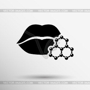 Lips - white & black vector clipart