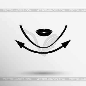 Beautiful woman face chin oval align icon - vector image