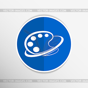 Paint brush with palette icon. Flat design style - vector image