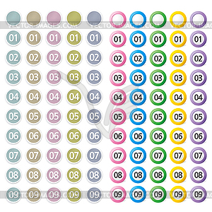 Set of button with number - vector clipart