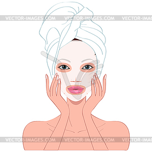 Beautiful woman`s skin care - vector clipart