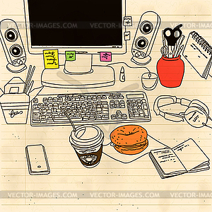 My desk - vector image