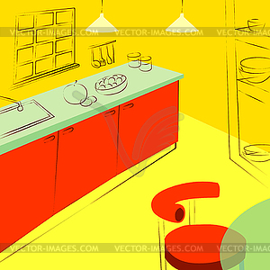 Kitchen Interior - vector clip art