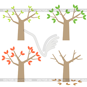 Four seasons simple tree - vector clipart