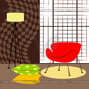 Room with small red chair - vector image