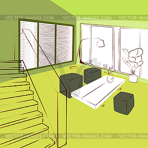 Green living room - vector clipart