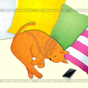 Sleeping cat - vector image