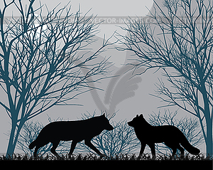 Forest wolves - vector image