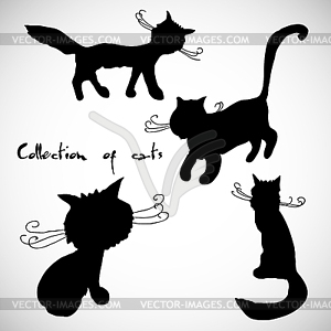Collection of four cats - vector clip art
