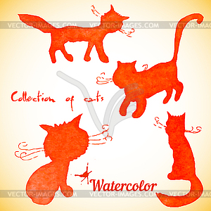 Collection of four cats - royalty-free vector clipart