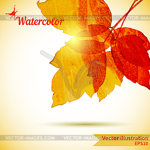 Autumn composition with yellow and red leaves - vector image