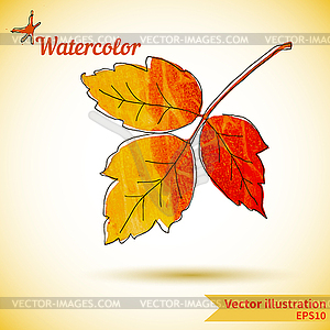 Autumn composition with yellow and red leaves - vector image