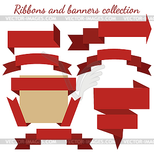 Collection of retro ribbons banners - color vector clipart