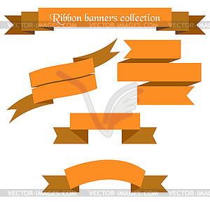 Collection of orange retro ribbons banners - vector clip art