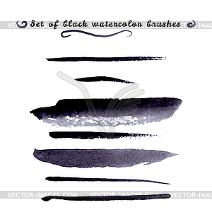 Watercolor design element black brush - vector image